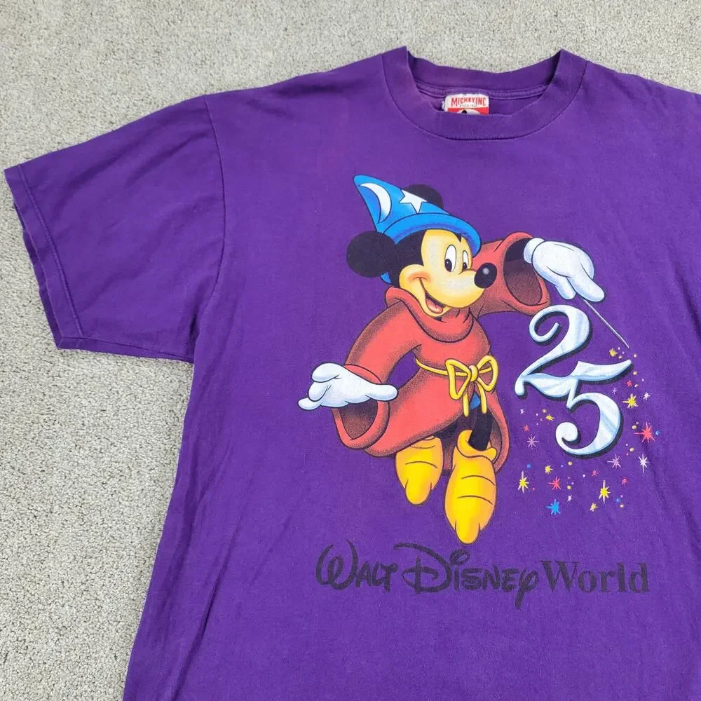 Mickey‎ Inc Womens T-shirt XL Purple Walt Disney World 25th Anniversary Cotton